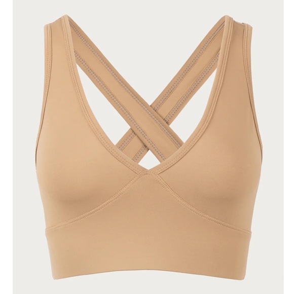 Norba “V Bra II” sexy v-neck sports bra in Sand - Picture 3 of 6